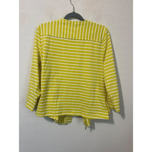C Wonder Sz 12 Yellow White Striped Blazer Jacket Button Zip Front - Picture 4 of 5